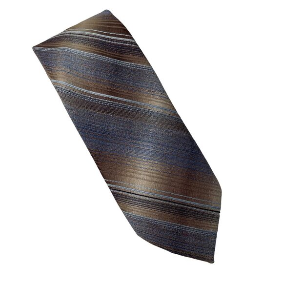 Tonino Firenze Mens Dress Necktie Metalic Striped Formal Wedding  56 in u Copper - Picture 1 of 4